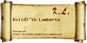 Kolláth Lamberta névjegykártya